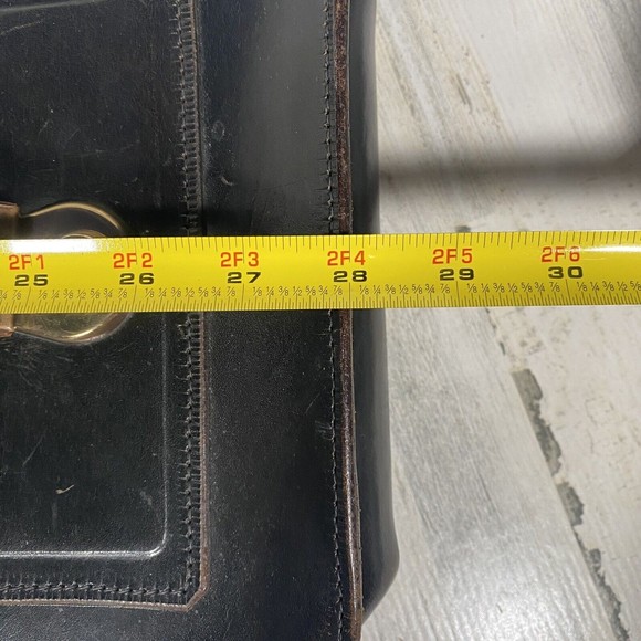 Vintage Cheney England Black Leather Saddle Bag No Key Crossbody Steampunk - Picture 10 of 10